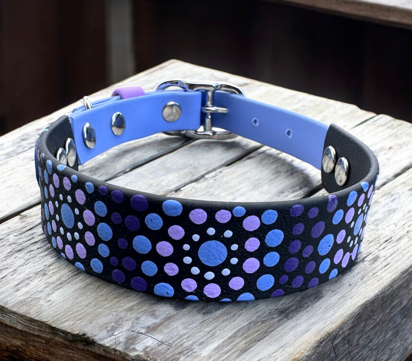 Medium Pre-Made Mandala Dot Painted BioThane Collars