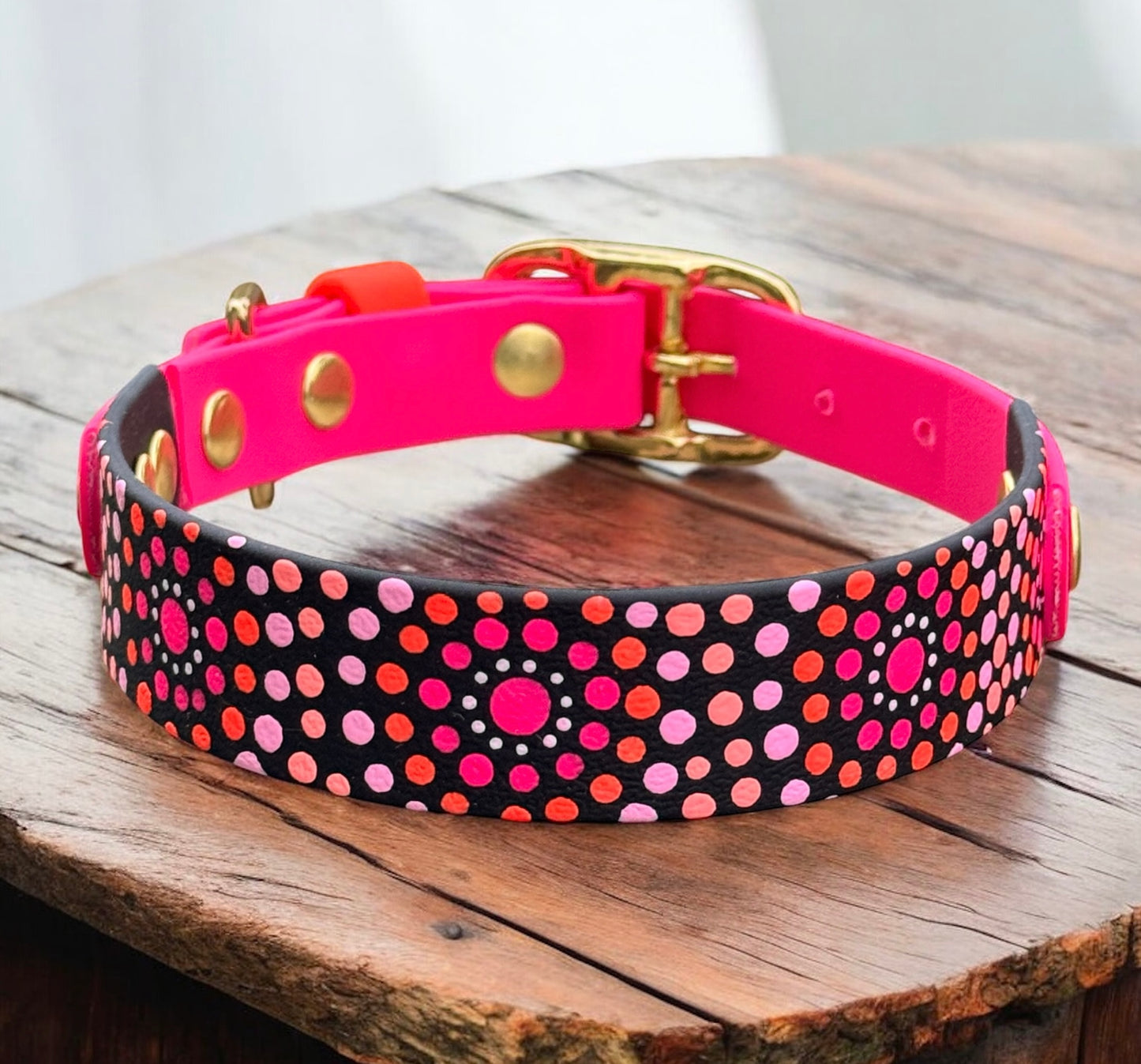 Medium Pre-Made Mandala Dot Painted BioThane Collars