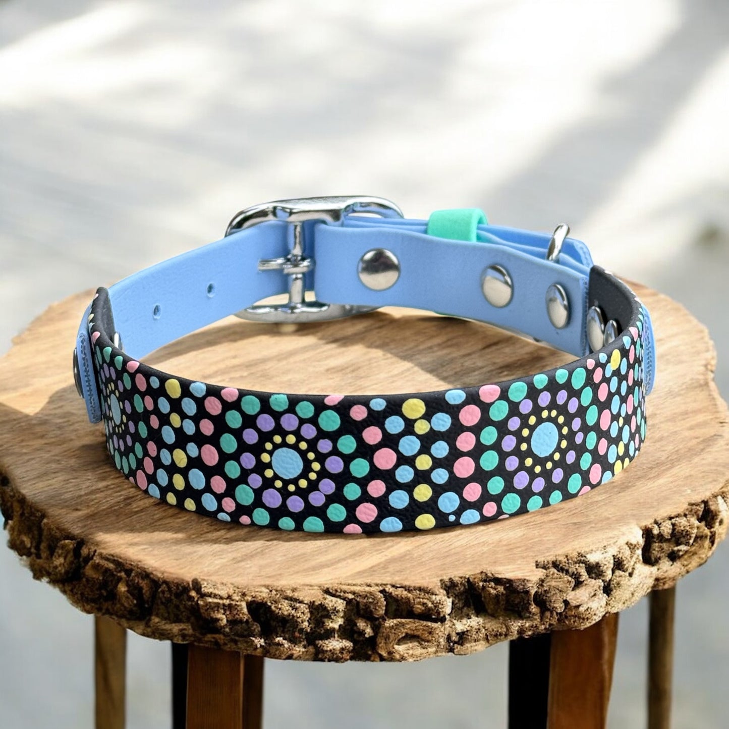 Medium Pre-Made Mandala Dot Painted BioThane Collars
