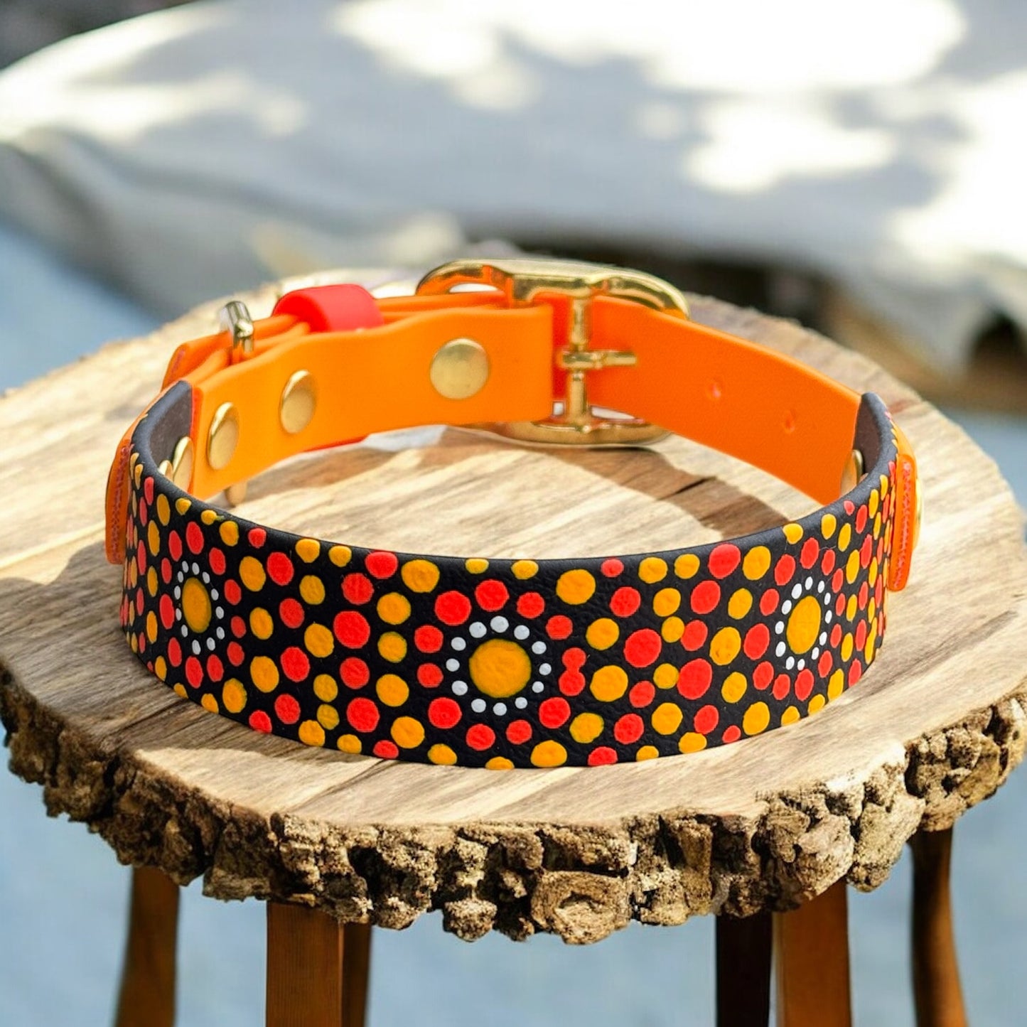 Medium Pre-Made Mandala Dot Painted BioThane Collars