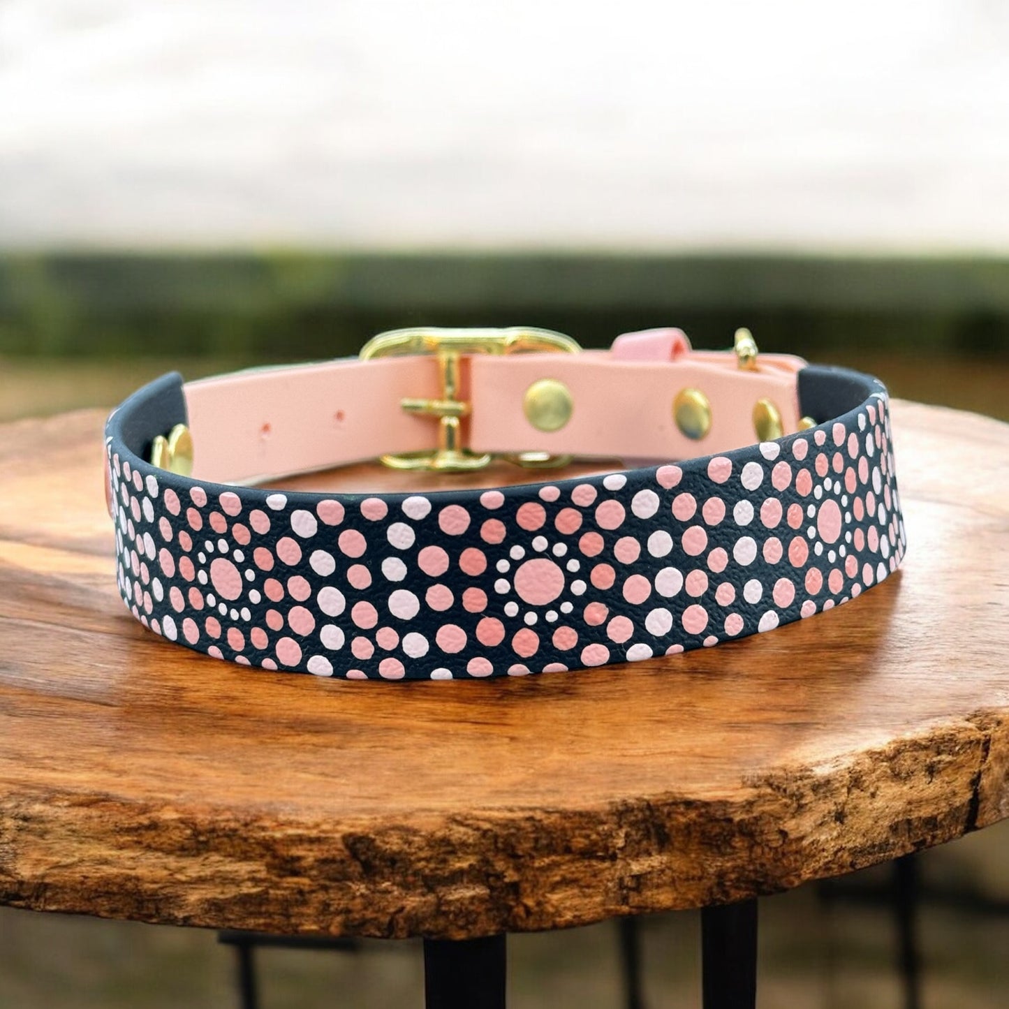 Large Pre-Made Mandala Dot Painted BioThane Collars