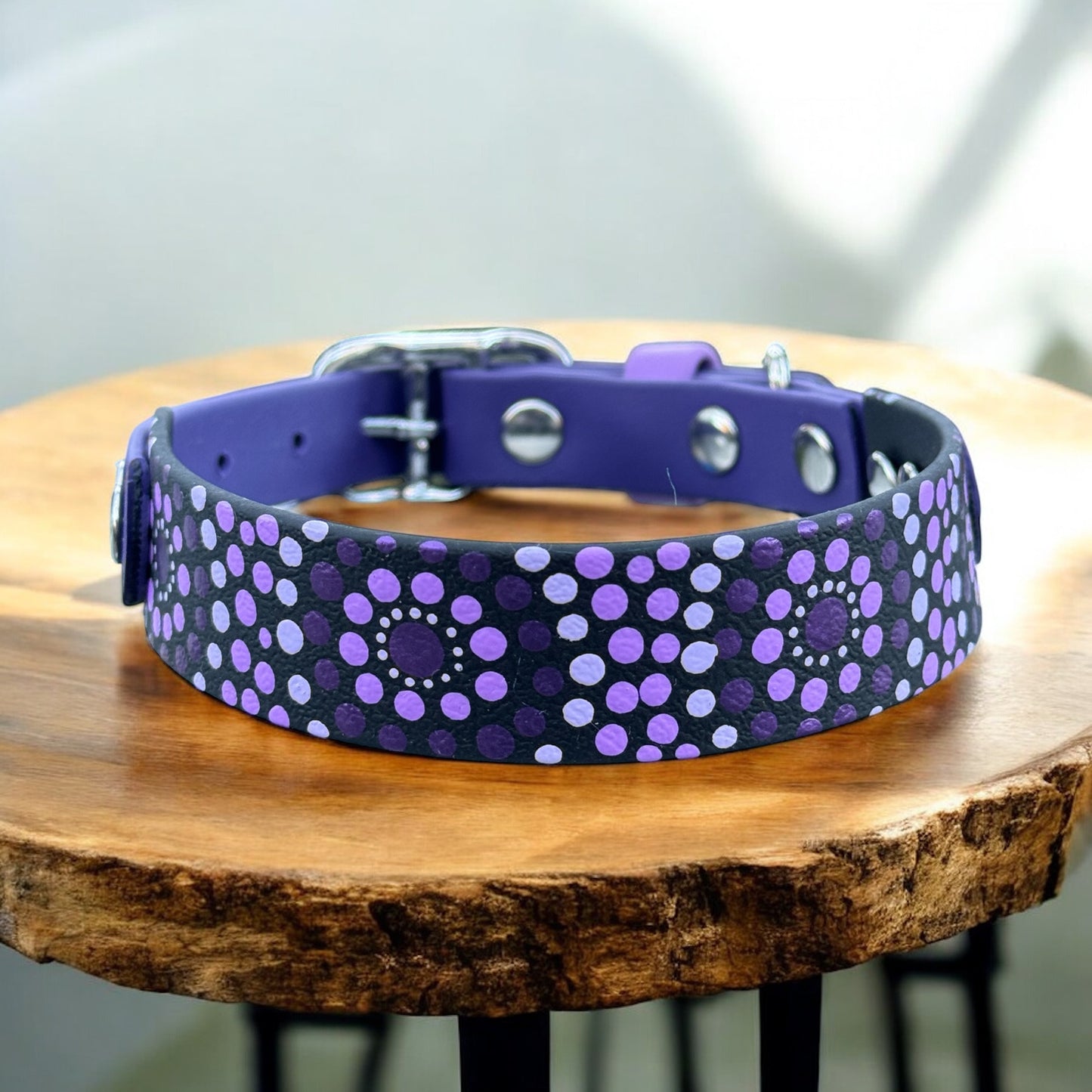 Medium Pre-Made Mandala Dot Painted BioThane Collars