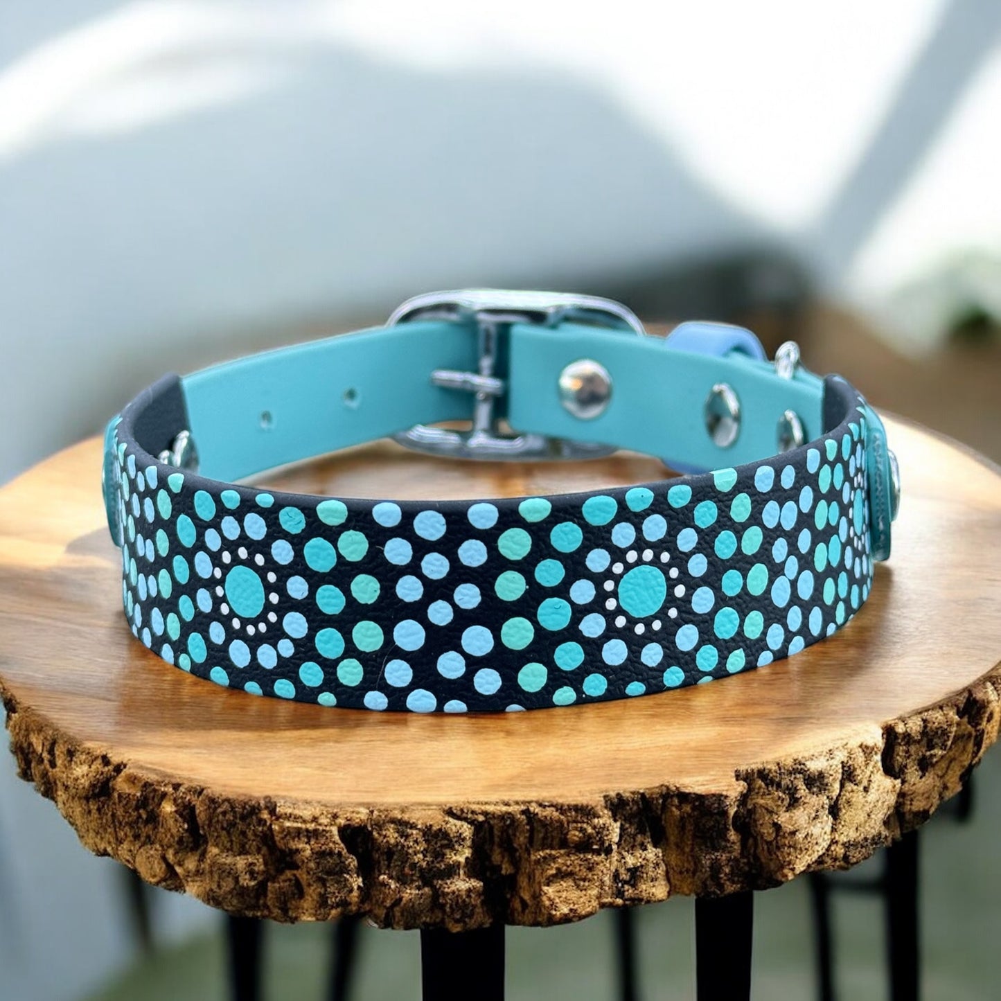 Medium Pre-Made Mandala Dot Painted BioThane Collars