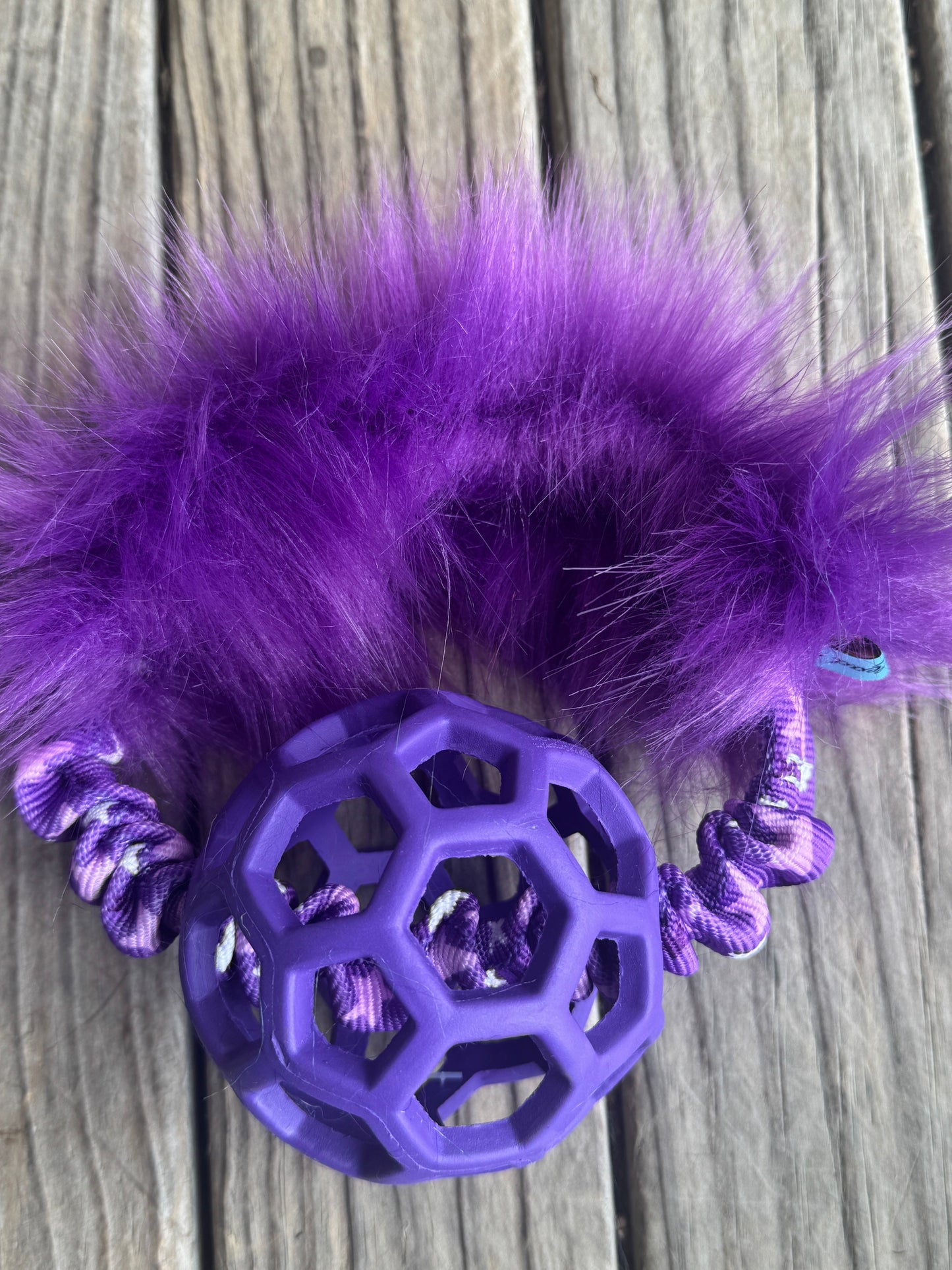 JW Holee Roller Balls with Bungee Ring & Faux Fur