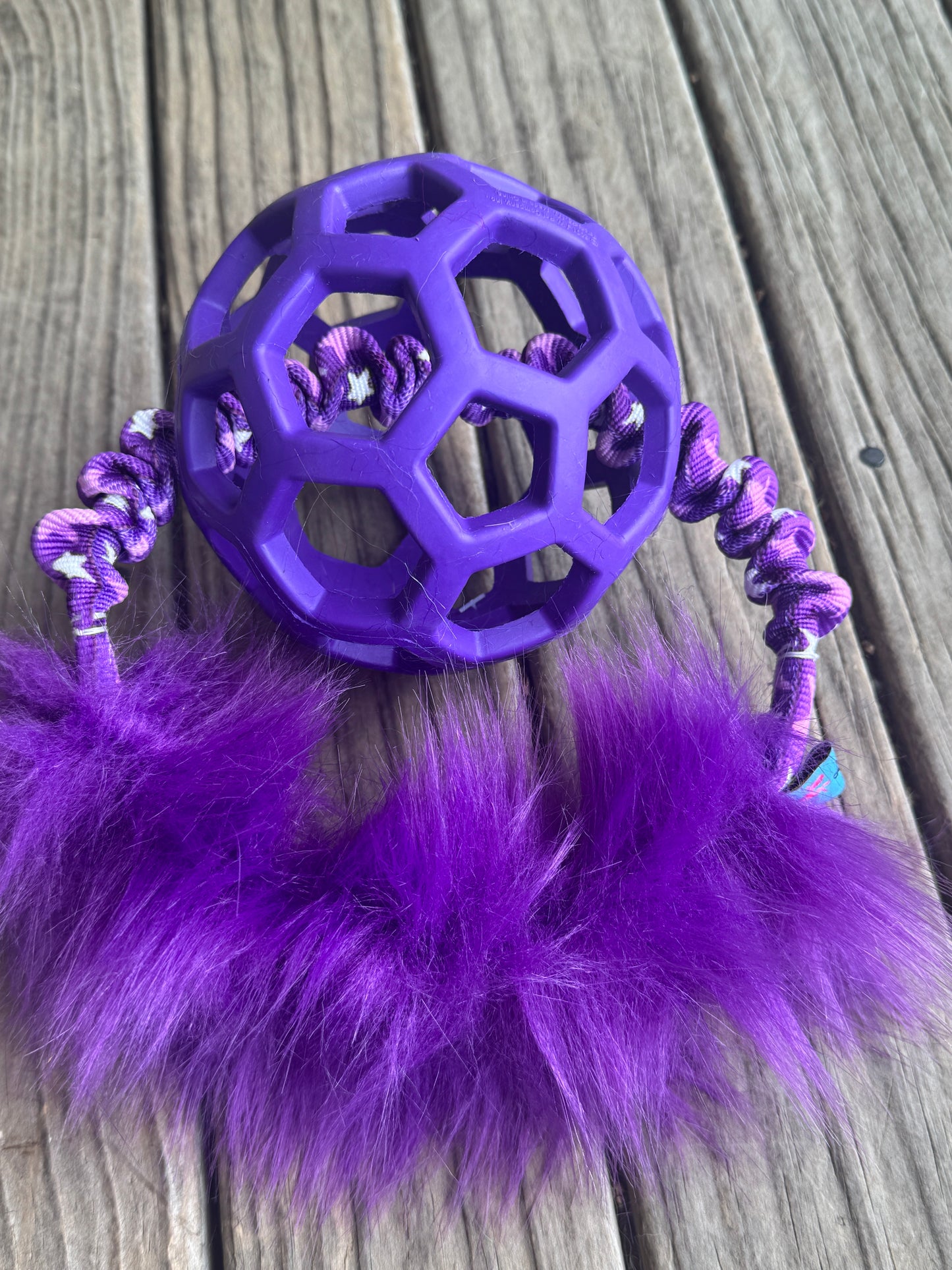 JW Holee Roller Balls with Bungee Ring & Faux Fur