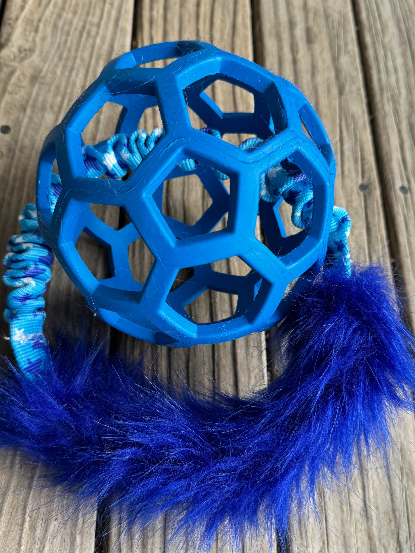 JW Holee Roller Balls with Bungee Ring & Faux Fur