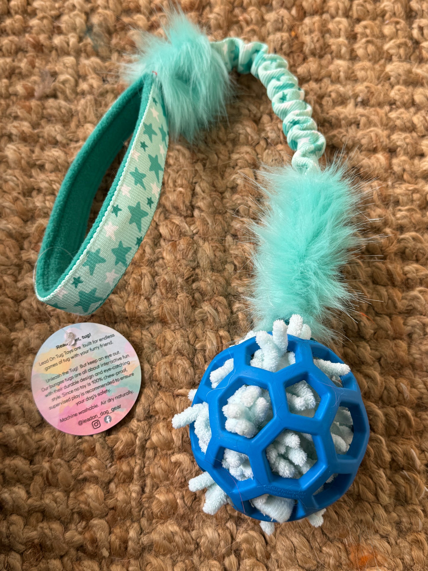 Moppy stuffed JW Hol-ee Roller Ball Tugs - Regular Handle
