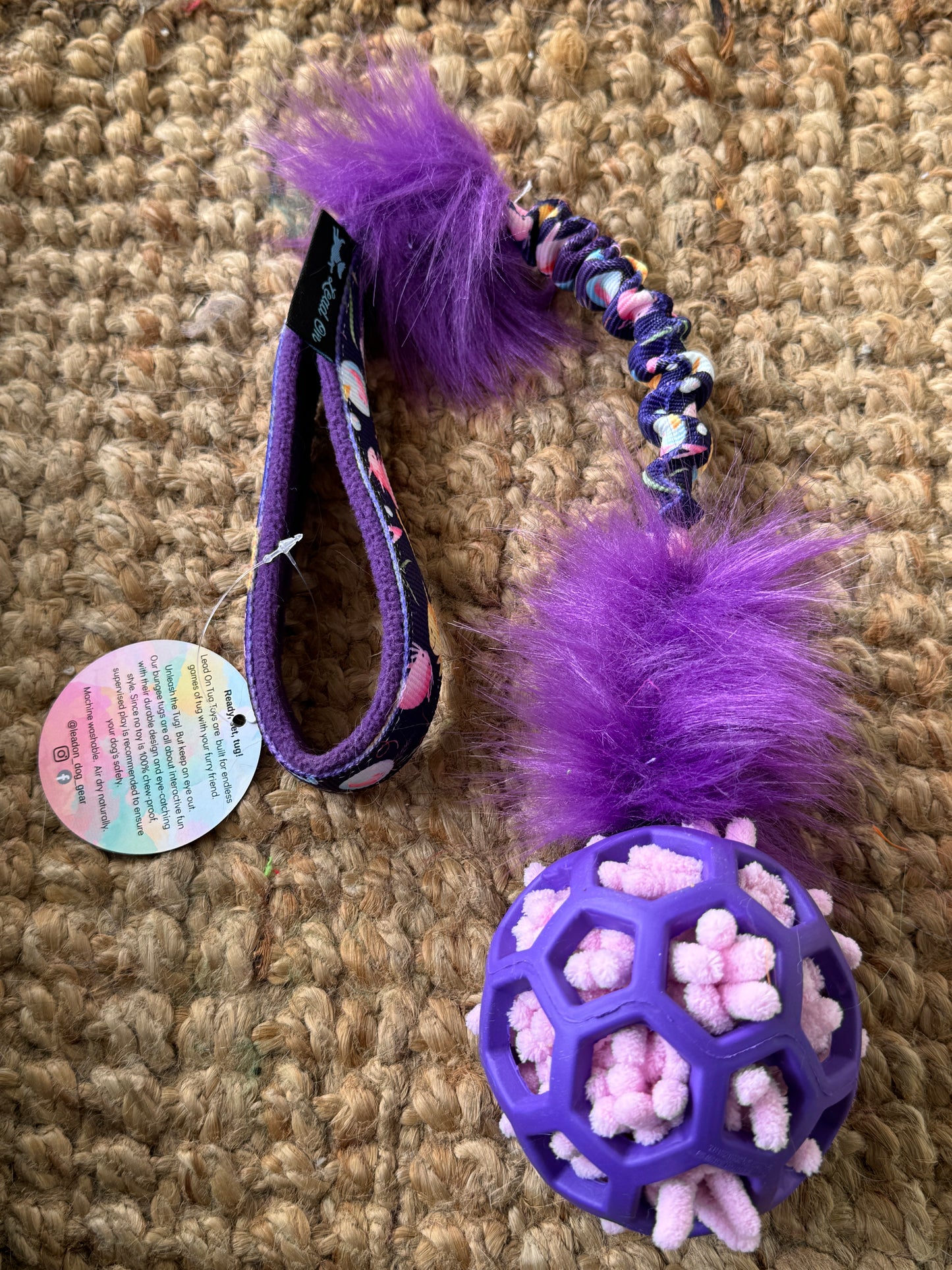 Moppy stuffed JW Hol-ee Roller Ball Tugs - Regular Handle