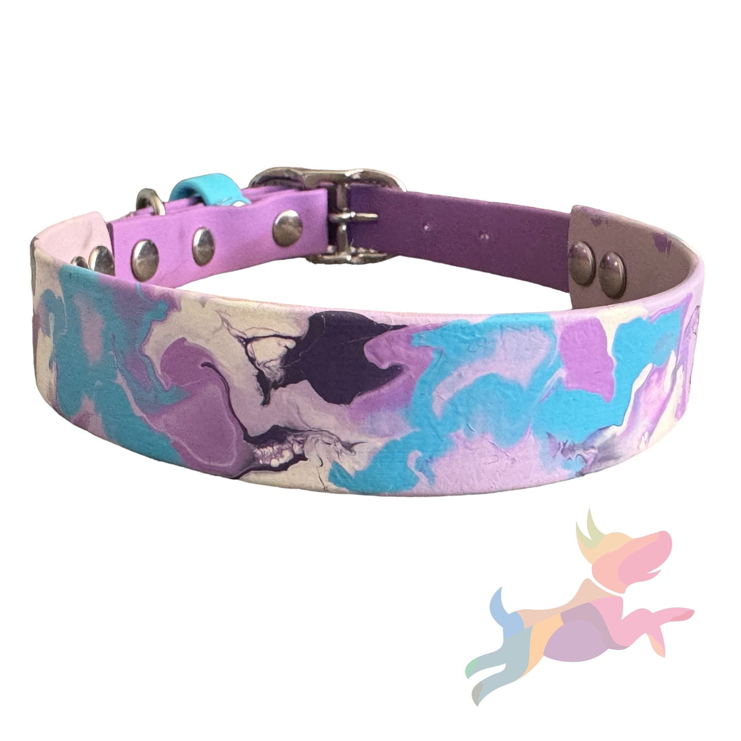 Pre-Made Large Marbled Painted BioThane Collars