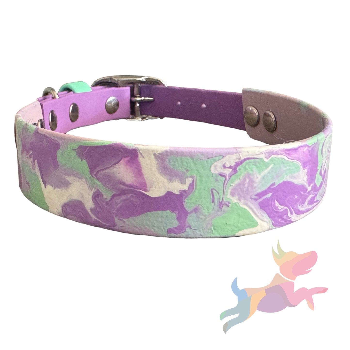 Pre-Made Large Marbled Painted BioThane Collars
