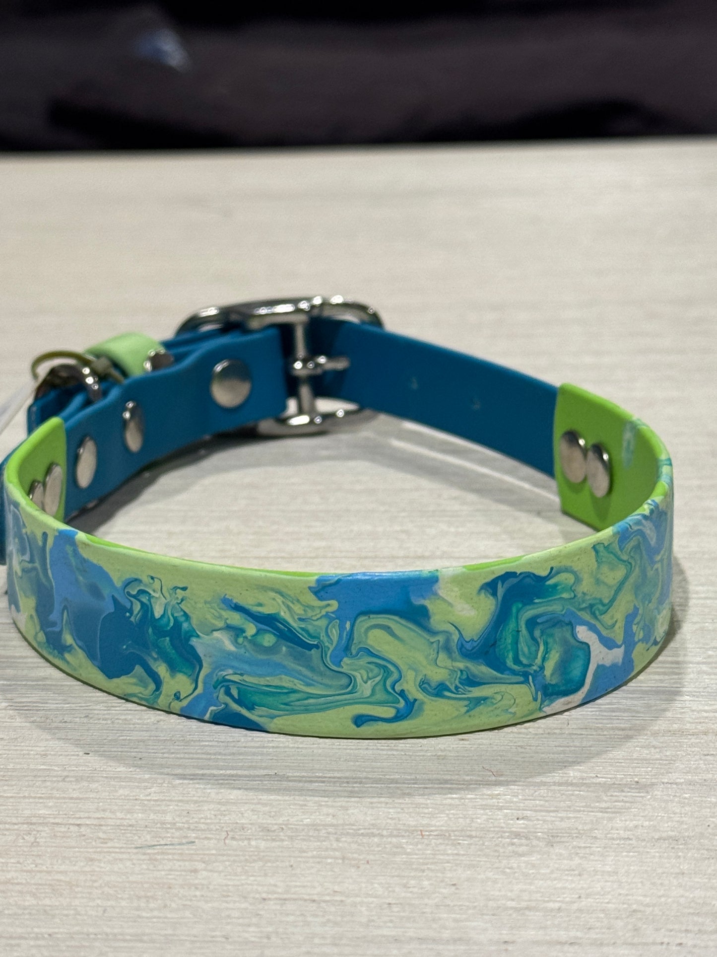 Pre-Made Large Marbled Painted BioThane Collars