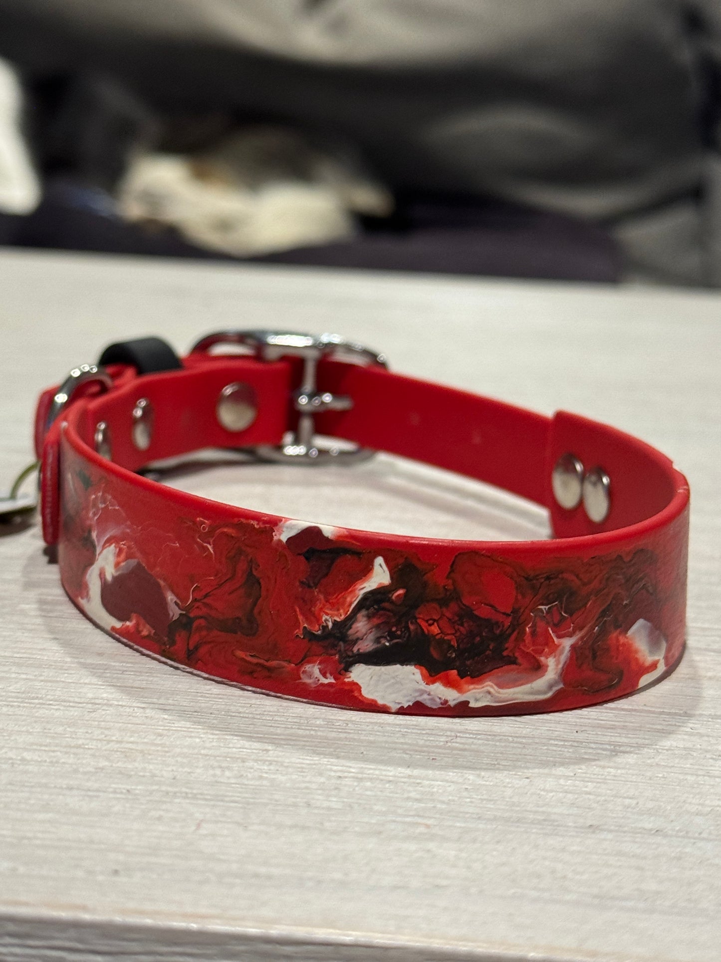 Pre-Made Large Marbled Painted BioThane Collars
