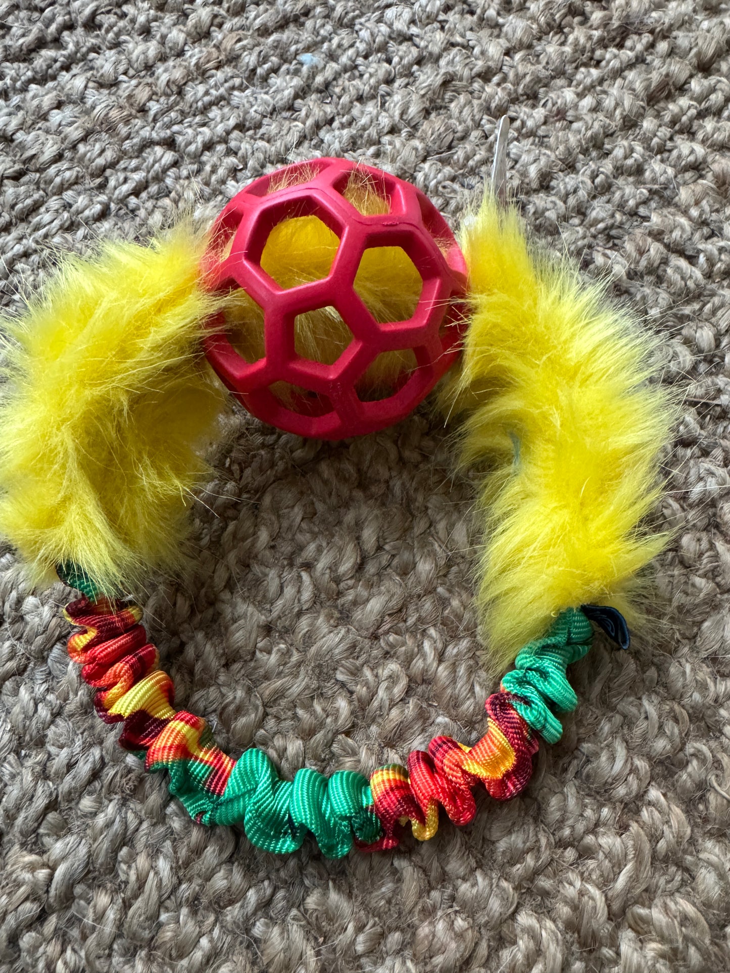 JW Holee Roller Balls with Bungee Ring & Faux Fur