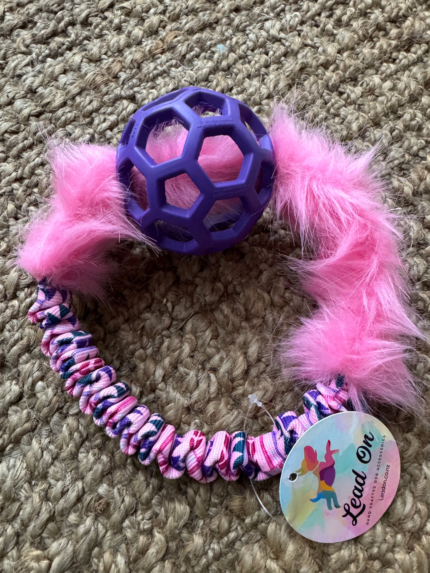 JW Holee Roller Balls with Bungee Ring & Faux Fur