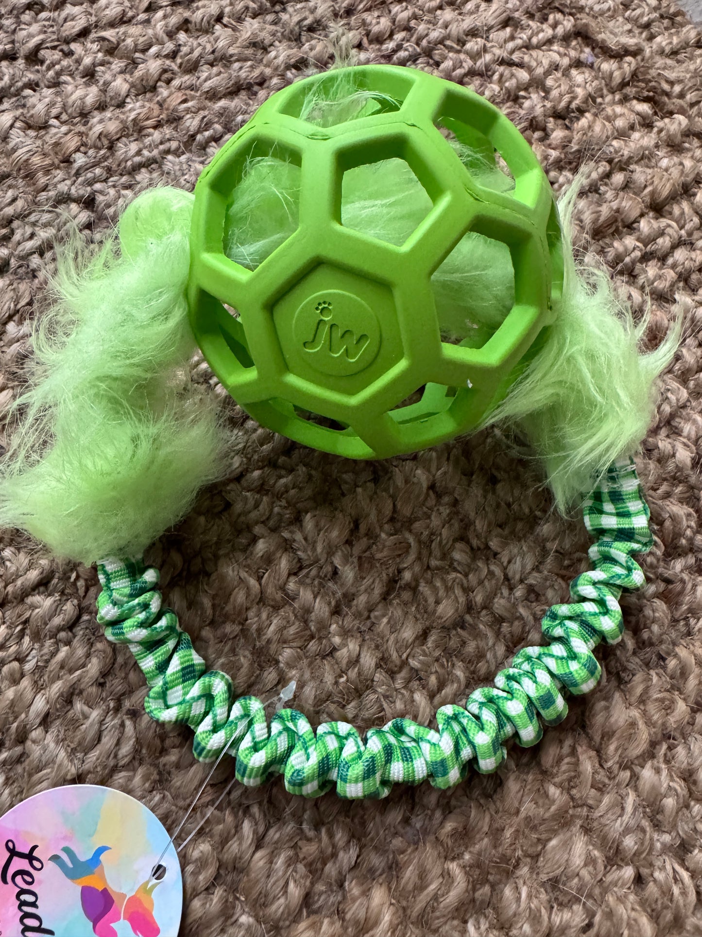 JW Holee Roller Balls with Bungee Ring & Faux Fur