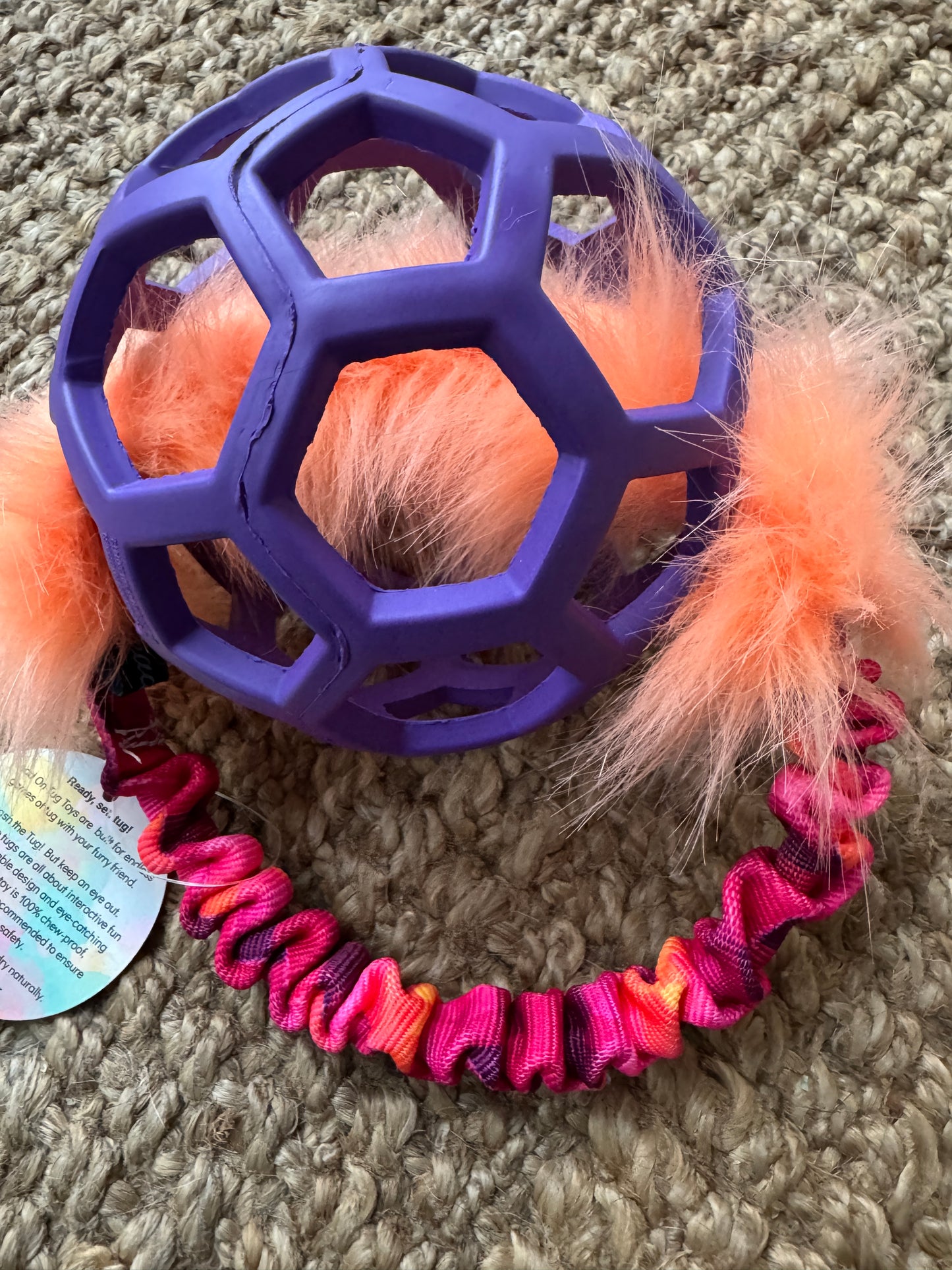 JW Holee Roller Balls with Bungee Ring & Faux Fur