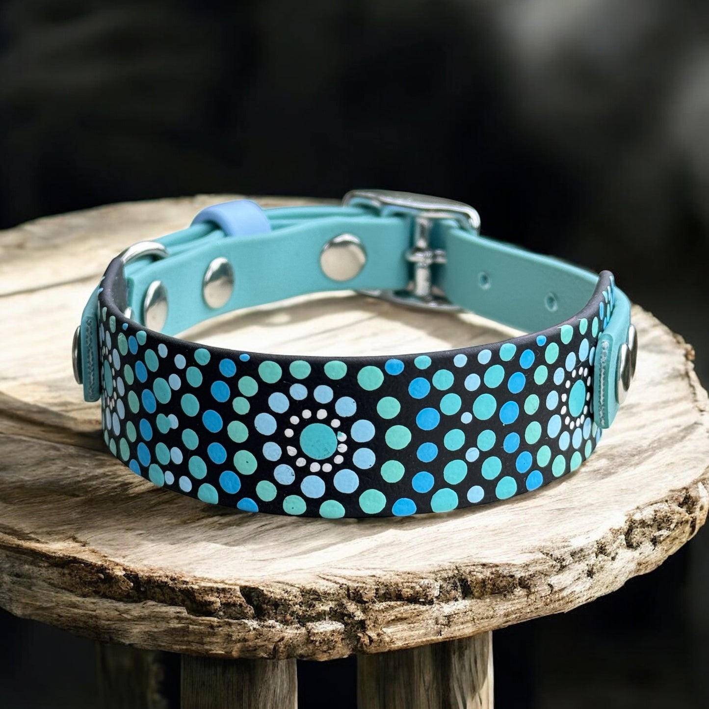 Small Pre-Made Mandala Dot Painted BioThane Collars
