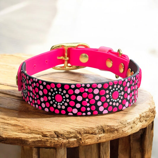 Medium Pre-Made Mandala Dot Painted BioThane Collars