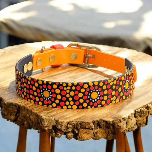 Large Pre-Made Mandala Dot Painted BioThane Collars