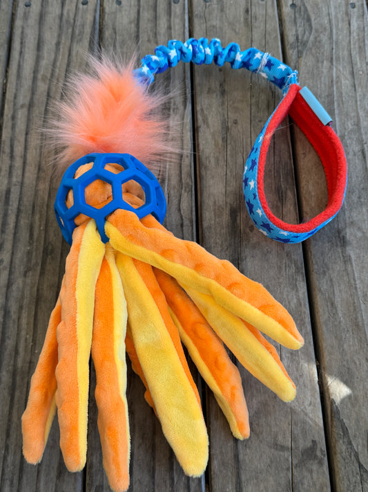 JW Roller Ball Tugs - Octopus Crinkle/Squeak stuffed
