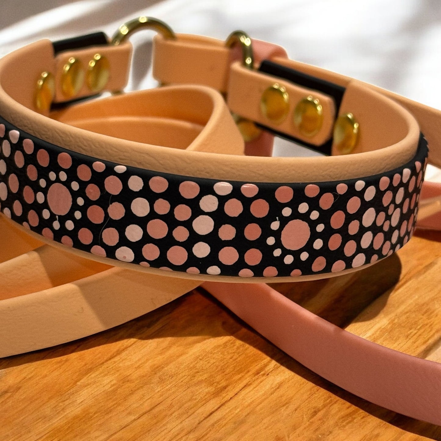 Pre-Made Mandala Pattern Martingale Lead - Hand-Painted BioThane