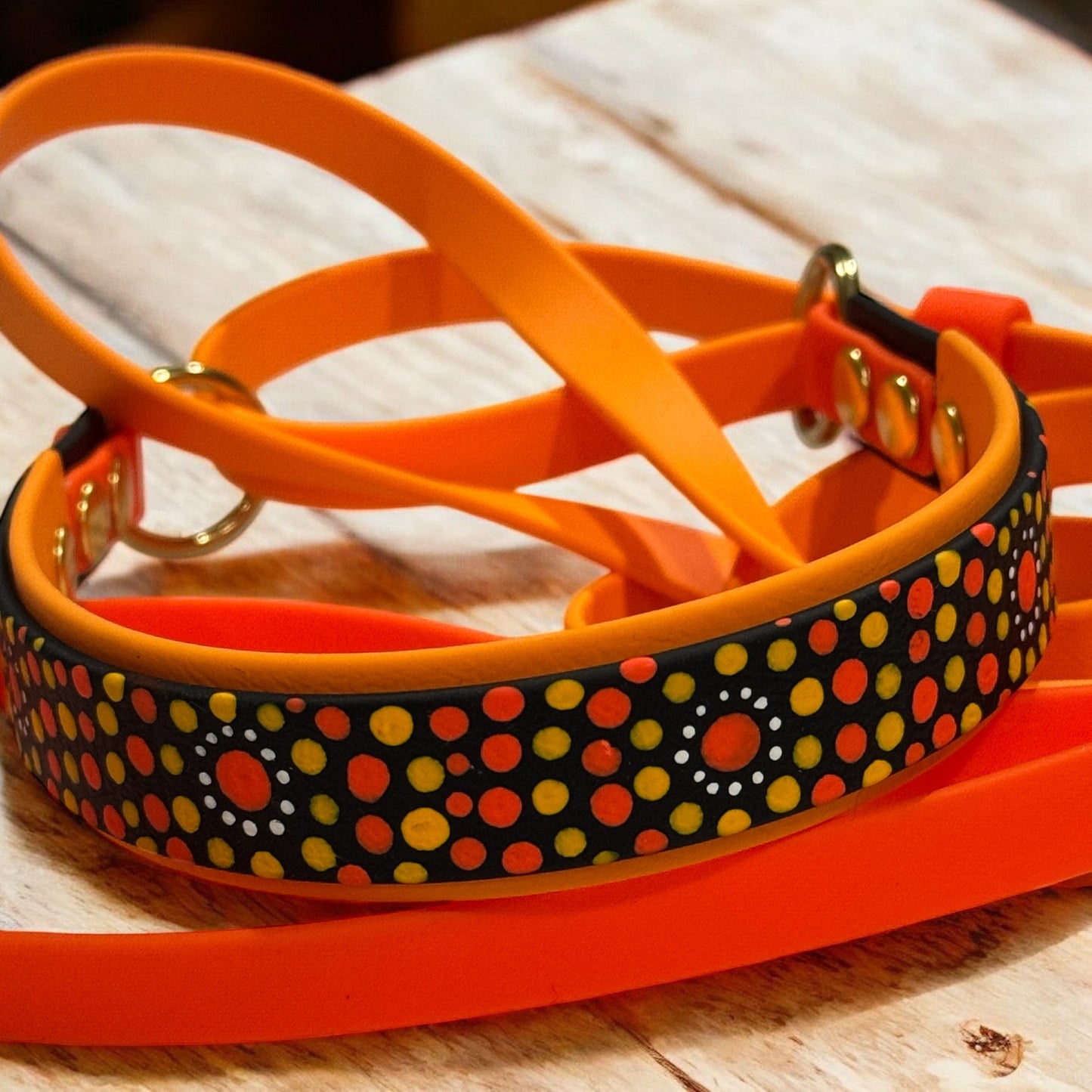 Pre-Made Mandala Pattern Martingale Lead - Hand-Painted BioThane