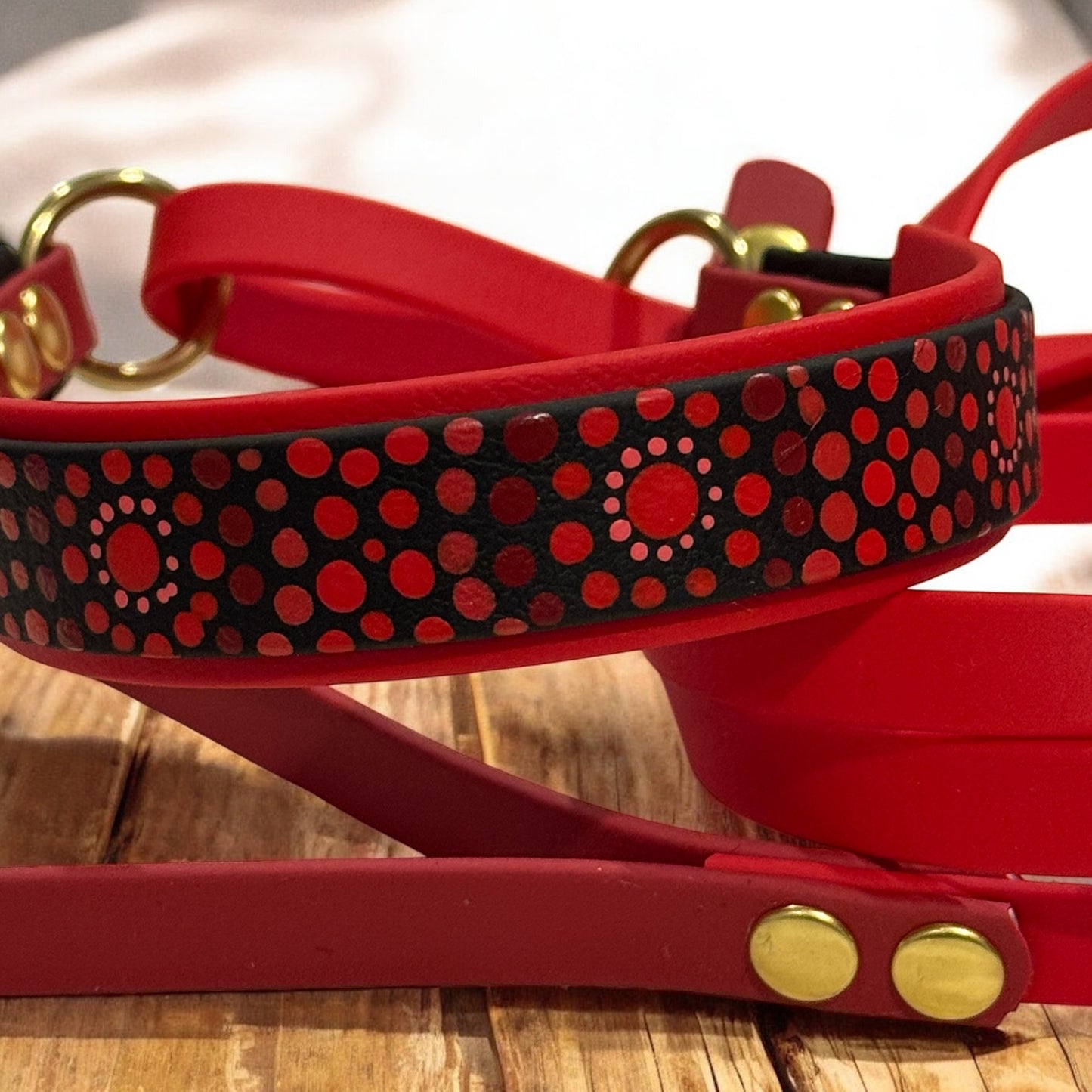 Pre-Made Mandala Pattern Martingale Lead - Hand-Painted BioThane