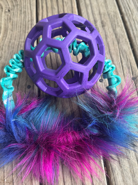 JW Holee Roller Balls with Bungee Ring & Faux Fur