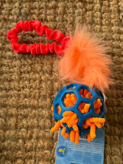 Moppy stuffed JW Hol-ee Roller Ball Tugs - Pocket Handle