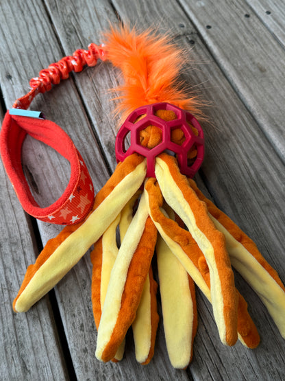 JW Roller Ball Tugs - Octopus Crinkle/Squeak stuffed