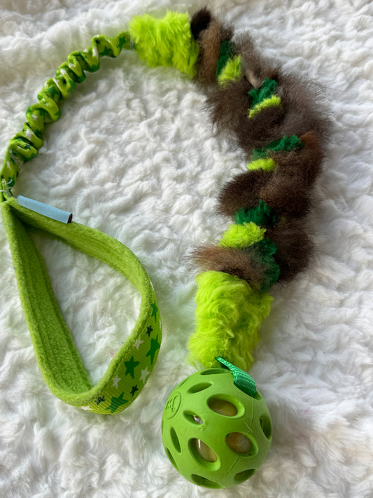 Bungee Possum Fur Braided Tugs with JW Crackle Ball