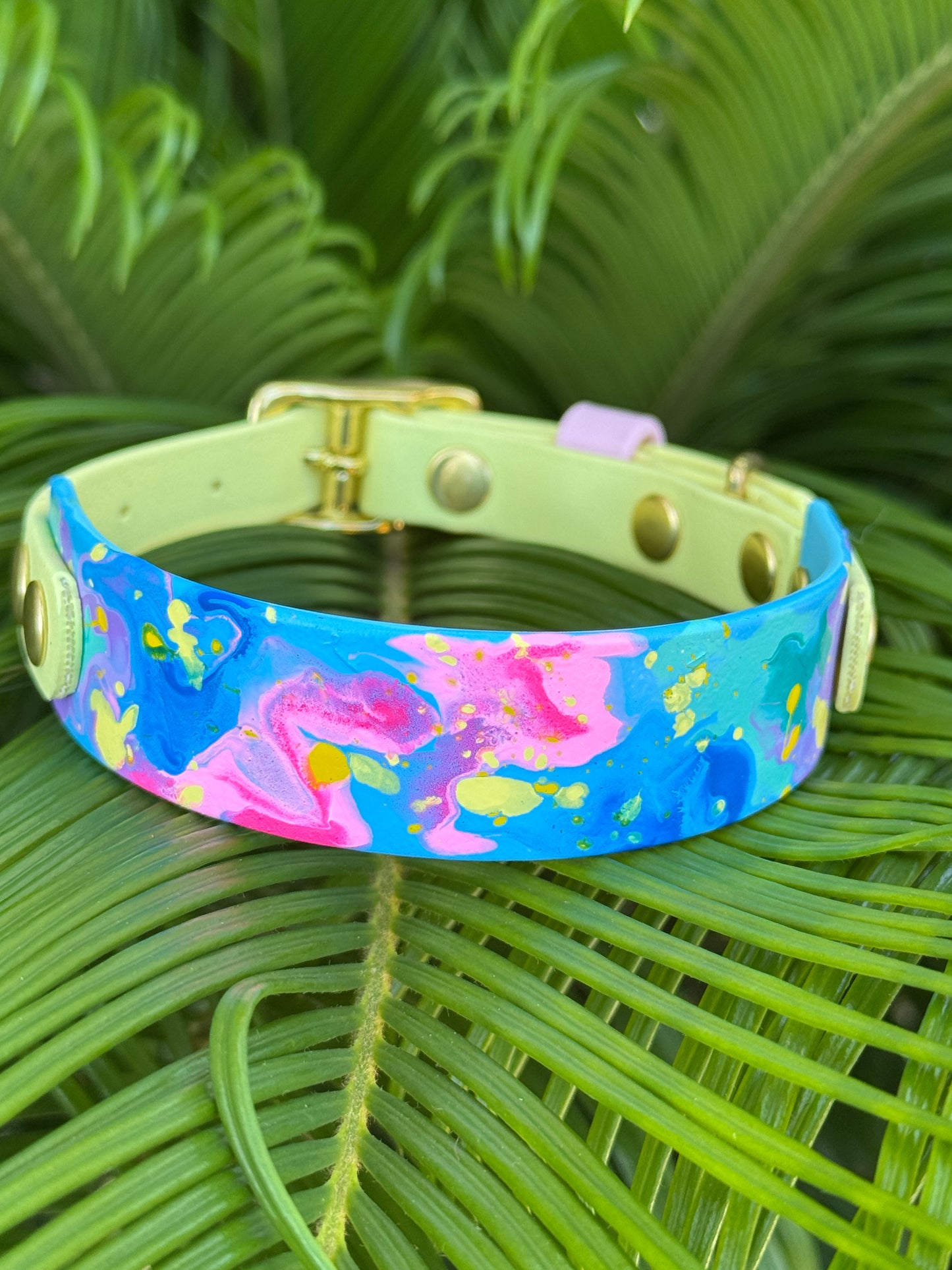 Pre-Made Small Marbled Painted BioThane Collar