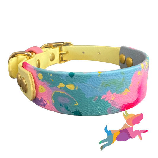 Pre-Made Small Marbled Painted BioThane Collar