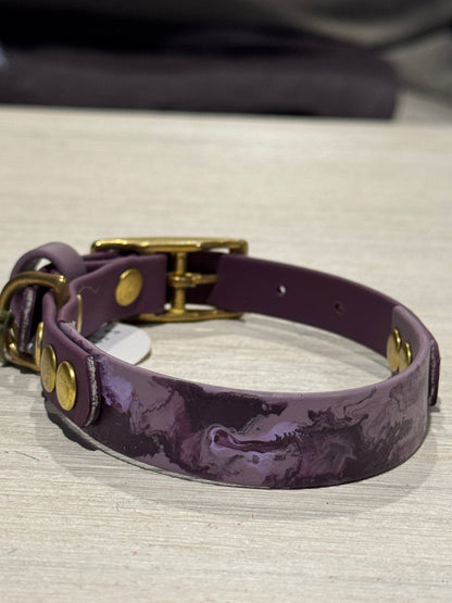 Pre-Made Small Marbled Painted BioThane Collar