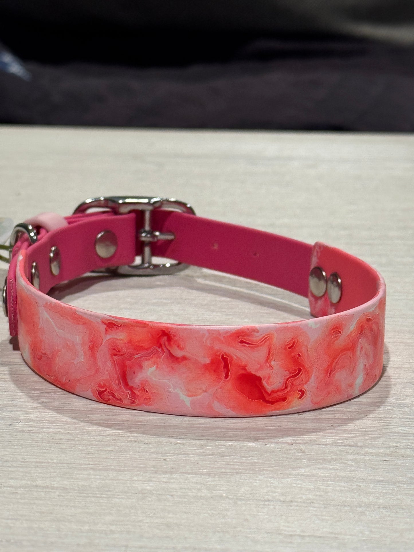 Pre-Made Medium Marbled Painted BioThane Collars