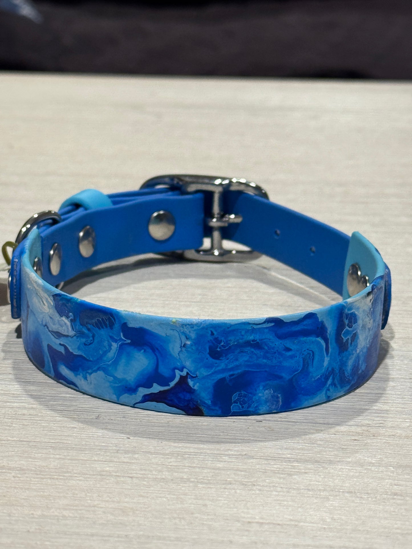 Pre-Made Medium Marbled Painted BioThane Collars