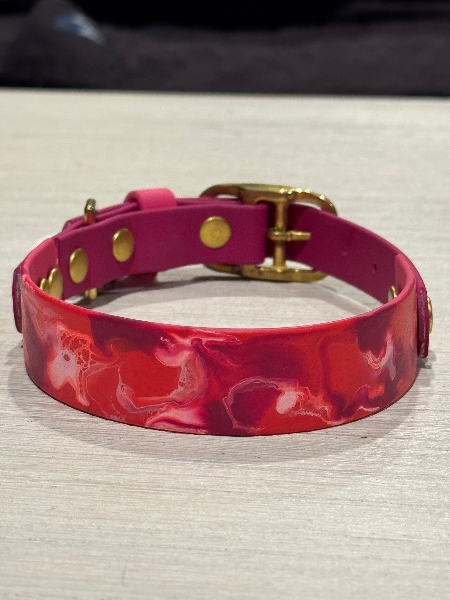 Pre-Made Medium Marbled Painted BioThane Collars
