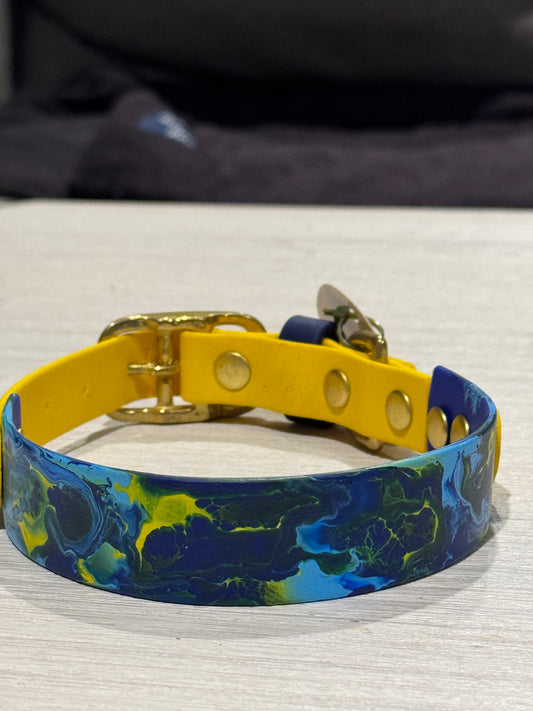 Pre-Made Medium Marbled Painted BioThane Collars