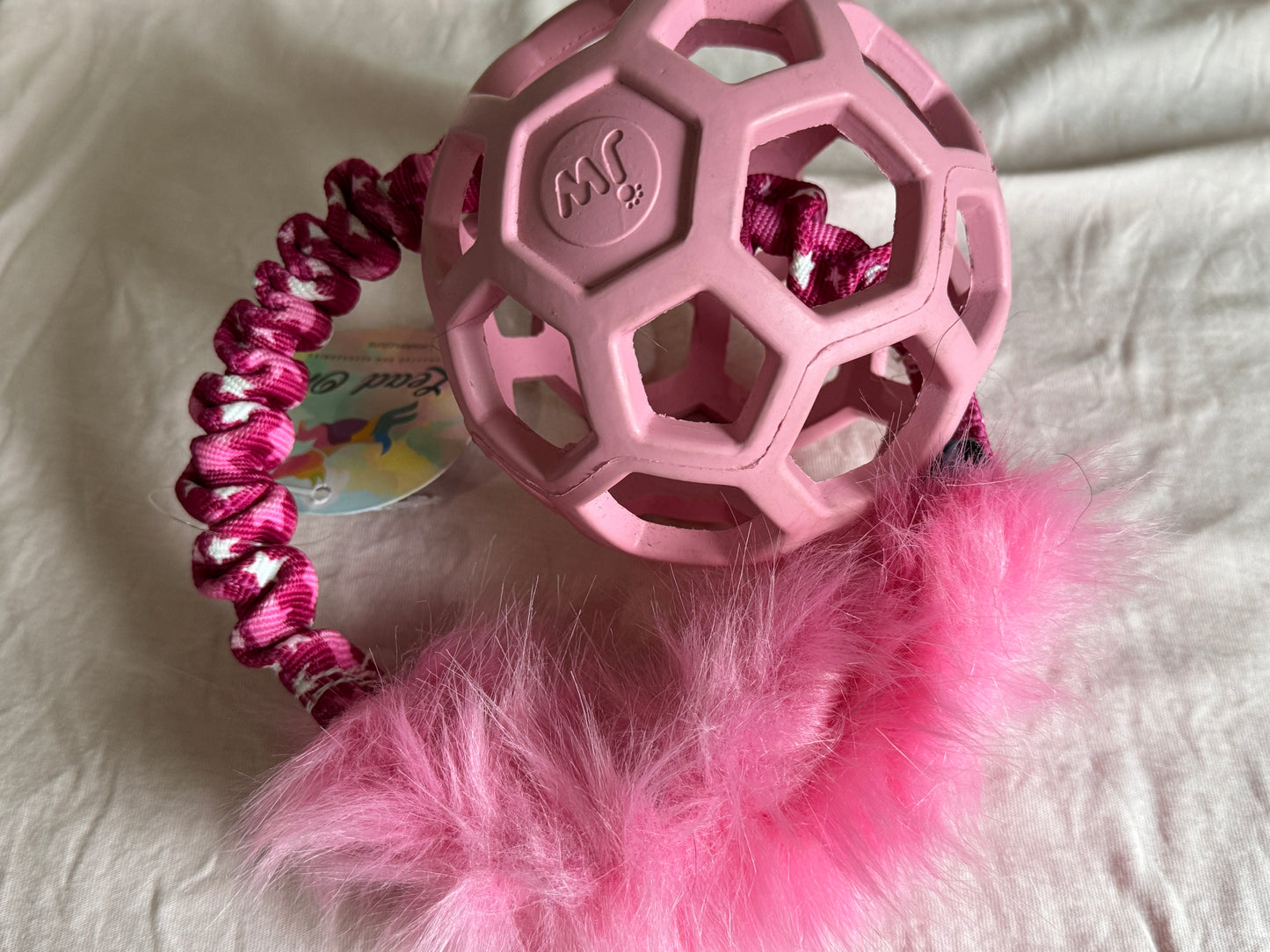 JW Holee Roller Balls with Bungee Ring & Faux Fur