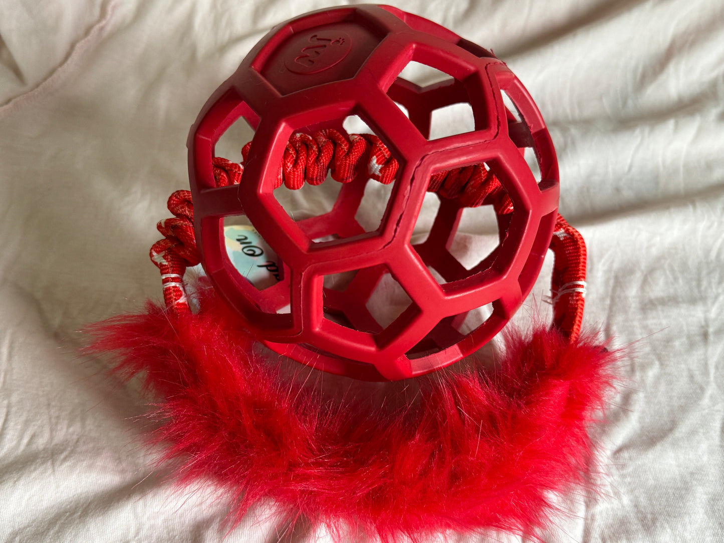 JW Holee Roller Balls with Bungee Ring & Faux Fur