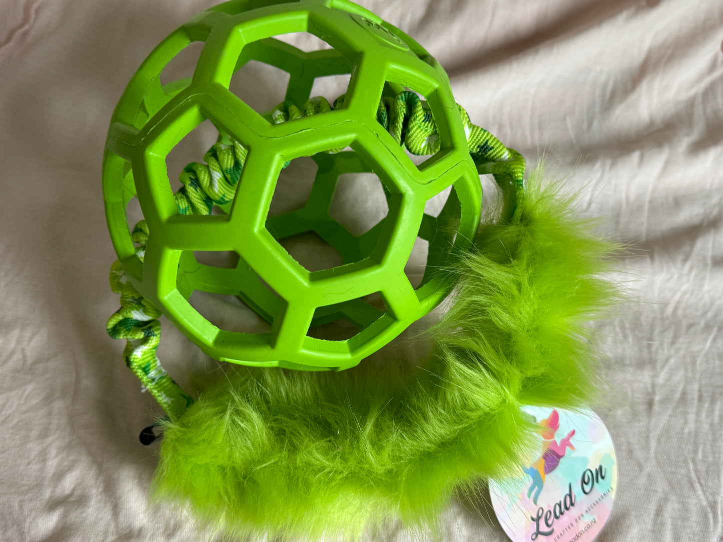 JW Holee Roller Balls with Bungee Ring & Faux Fur