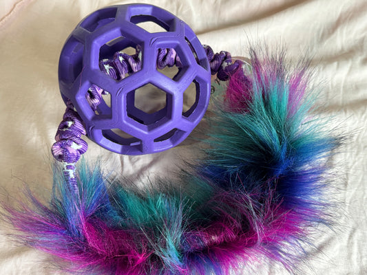 JW Holee Roller Balls with Bungee Ring & Faux Fur