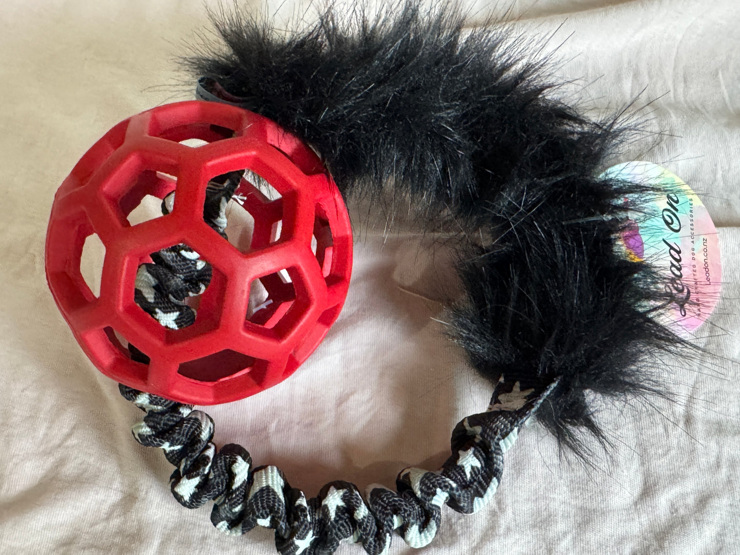 JW Holee Roller Balls with Bungee Ring & Faux Fur