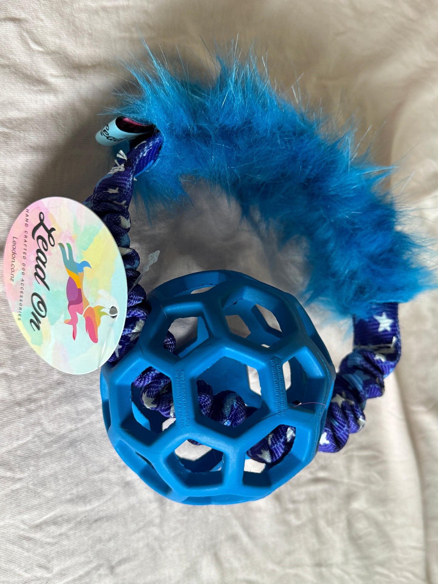 JW Holee Roller Balls with Bungee Ring & Faux Fur