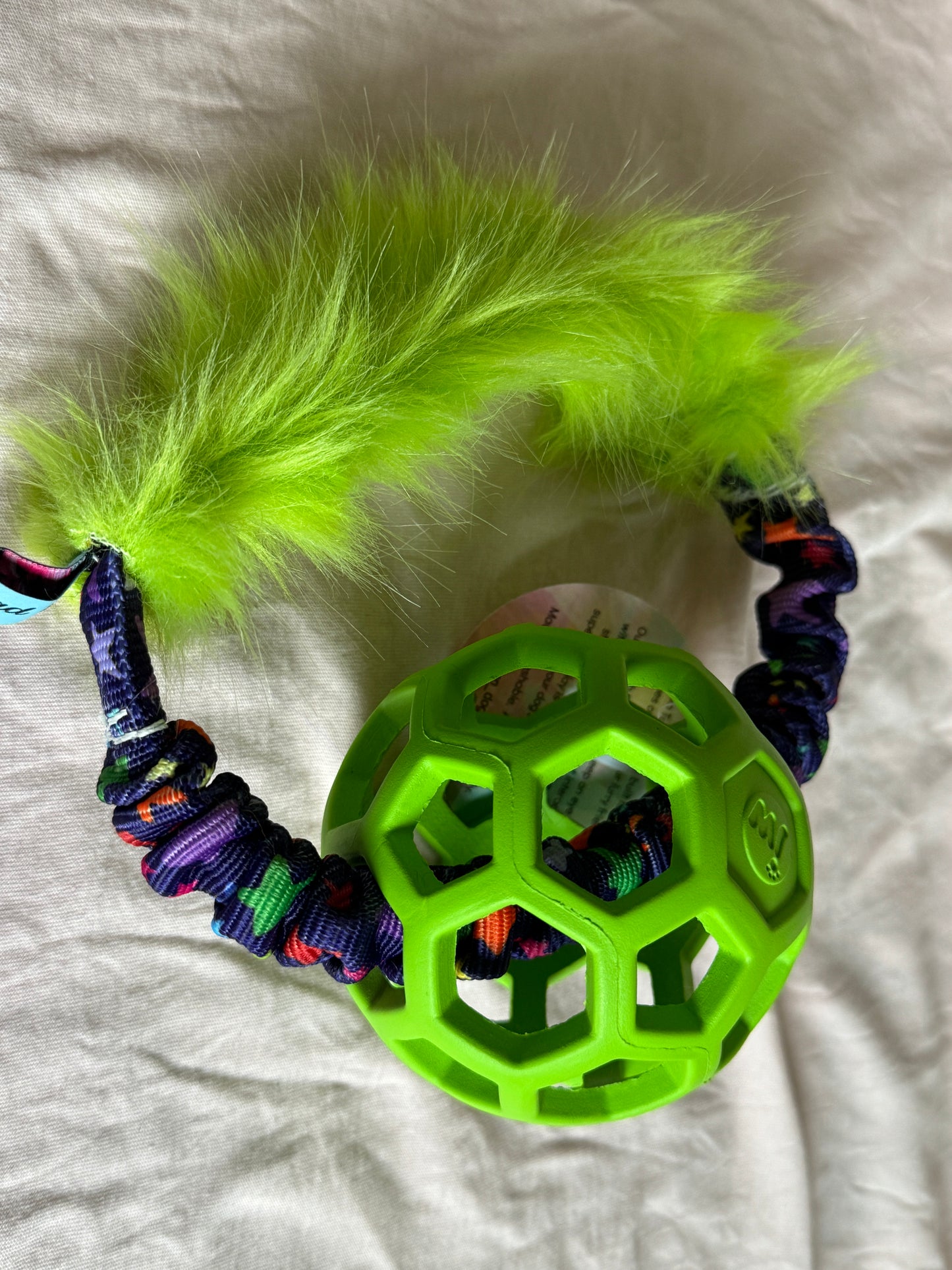 JW Holee Roller Balls with Bungee Ring & Faux Fur