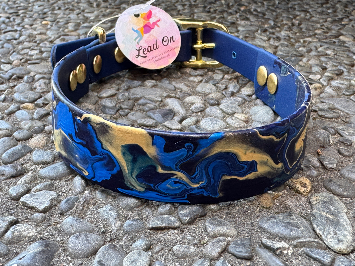 Pre-Made Large Marbled Painted BioThane Collars