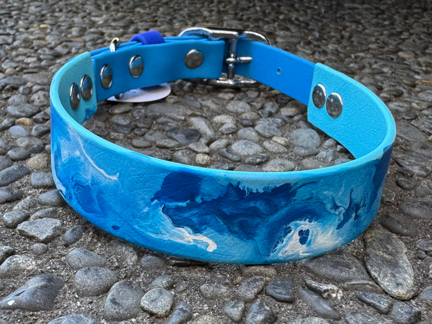 Pre-Made Large Marbled Painted BioThane Collars