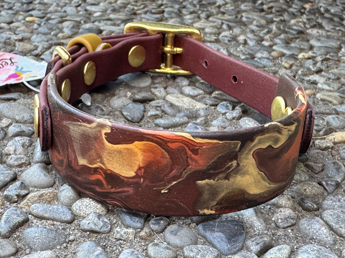 Pre-Made Small Marbled Painted BioThane Collar