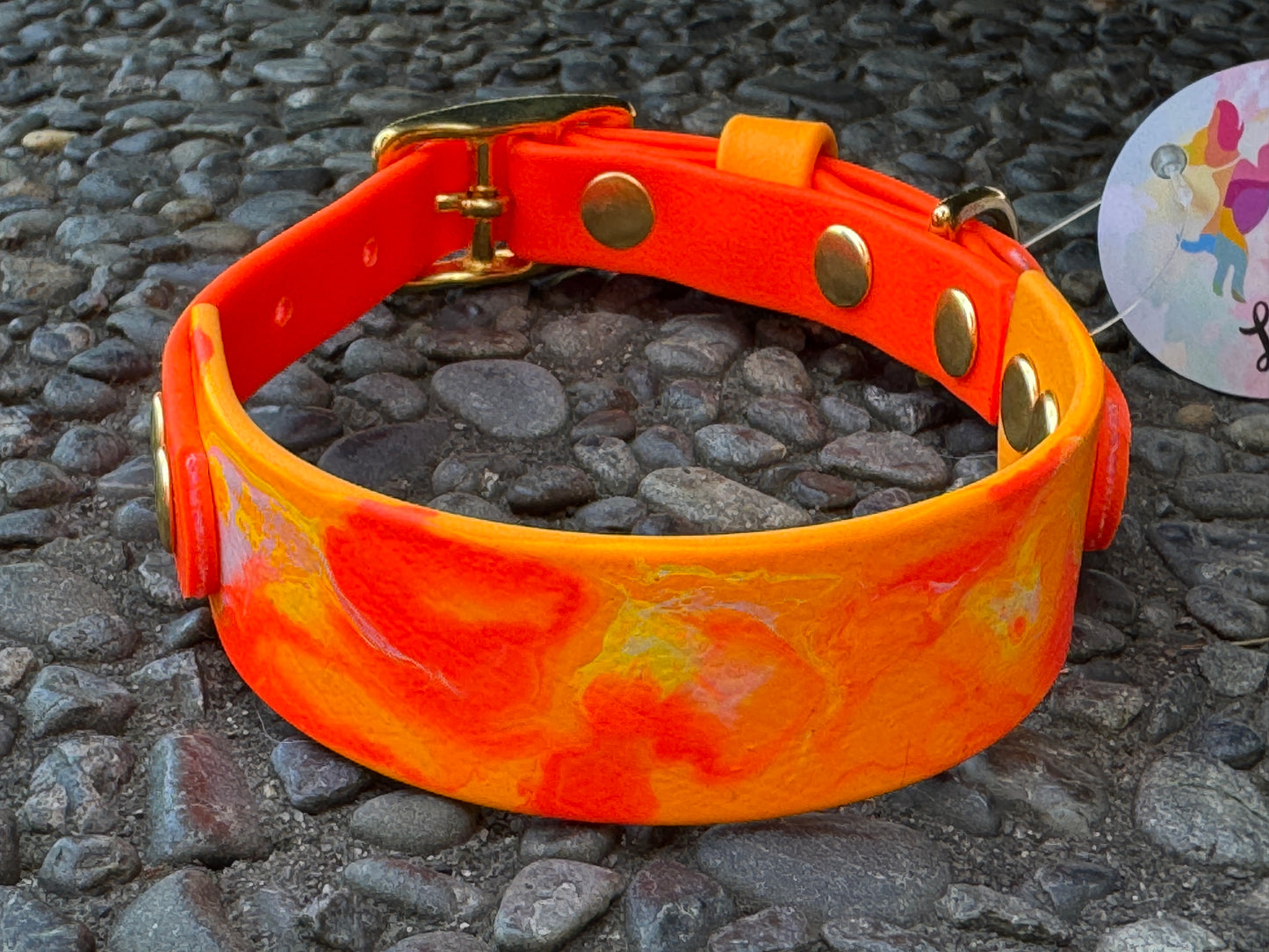 Pre-Made Small Marbled Painted BioThane Collar