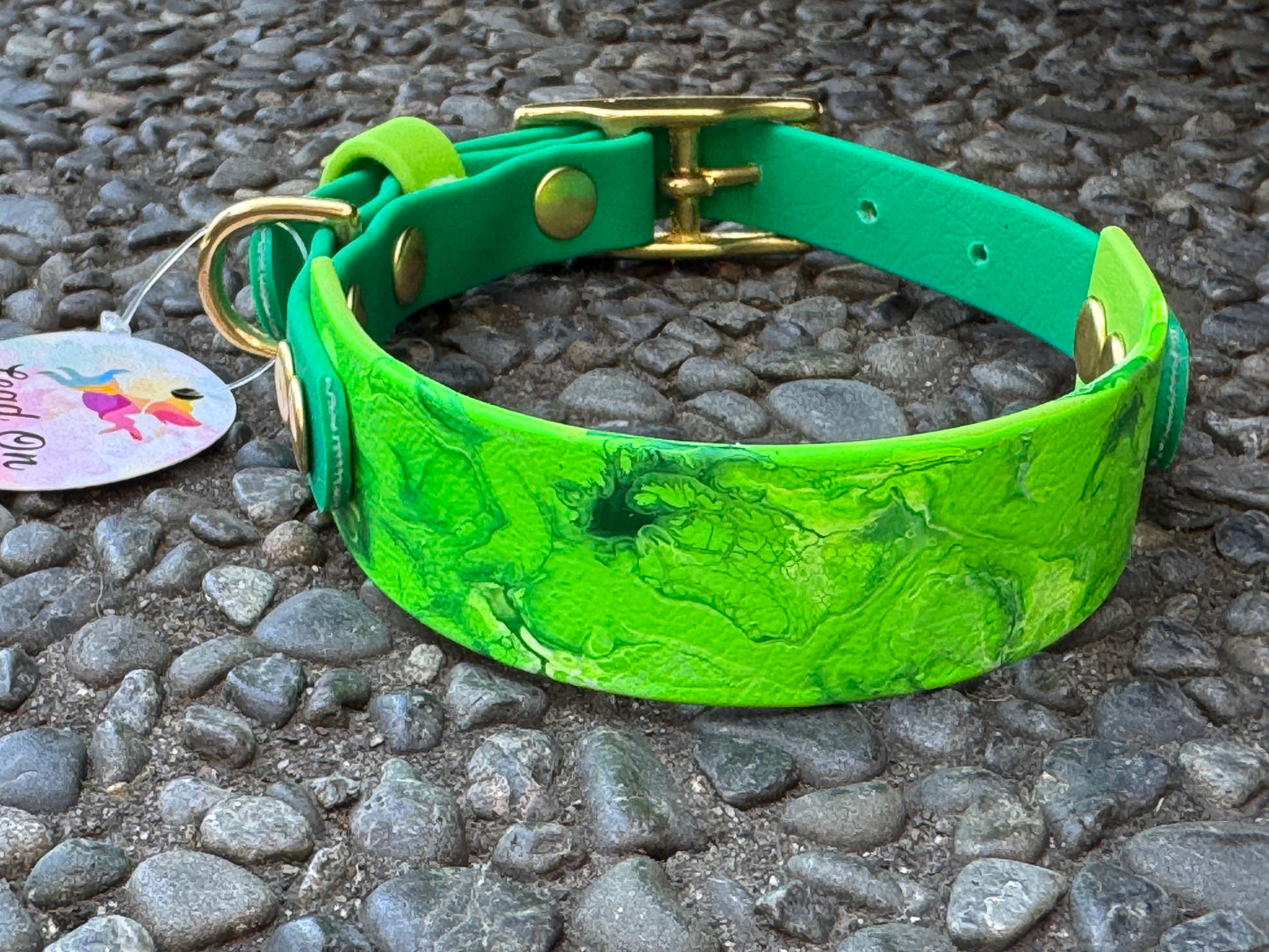 Pre-Made Small Marbled Painted BioThane Collar